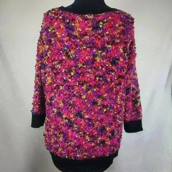 Ruby Rd Medium Brightly Colored Scoop Neck Rich Boucle Knit Sweater 3/4 Sleeves - Picture 5 of 8
